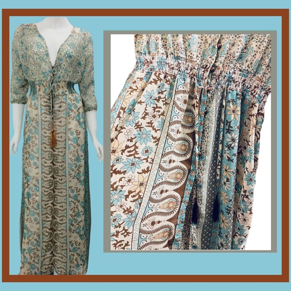 Front Slit Button Front Boho 3/4 Slv Lightweight - Picture 2 of 14